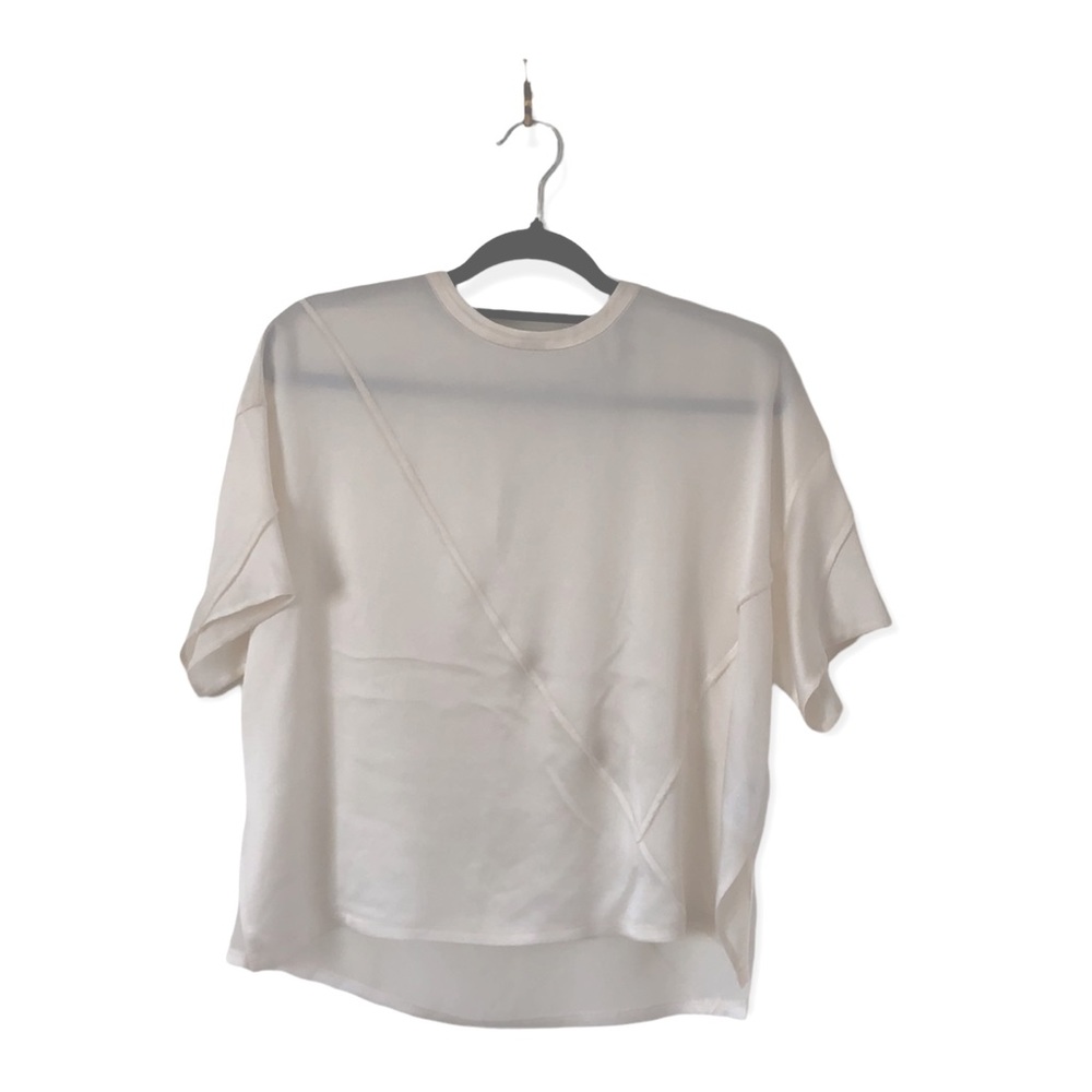 Vince women’s boxy cream colored silk drop shoulder top size XS